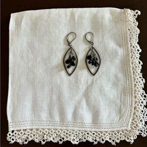 metal and black bead drop earrings